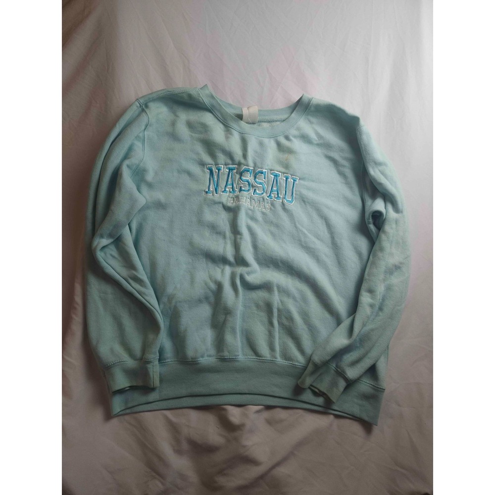 Pacific & Co. Nassau Bahamas Sweatshirt Mens XL Light Blue Knit Coastal Pullover